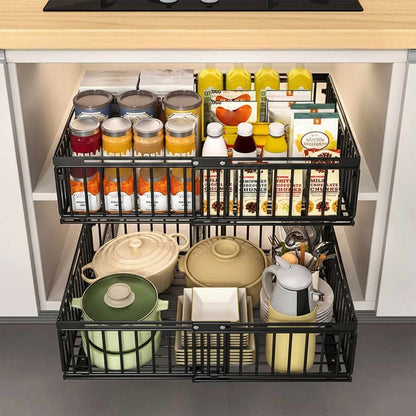 tiroirs coulissants pour placard noir cuisine respire espace optimisé EasyCoulisse