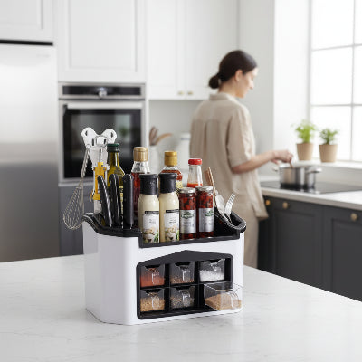 tiroirs épices amovible dans rangement blanc usage quotidien ChefOrganize