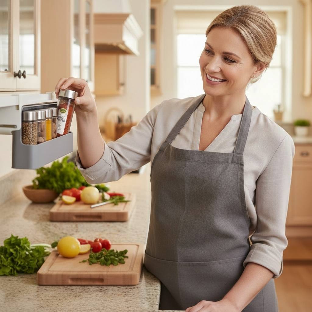 tiroirs epices femme tire tiroir prepare diner sans stress